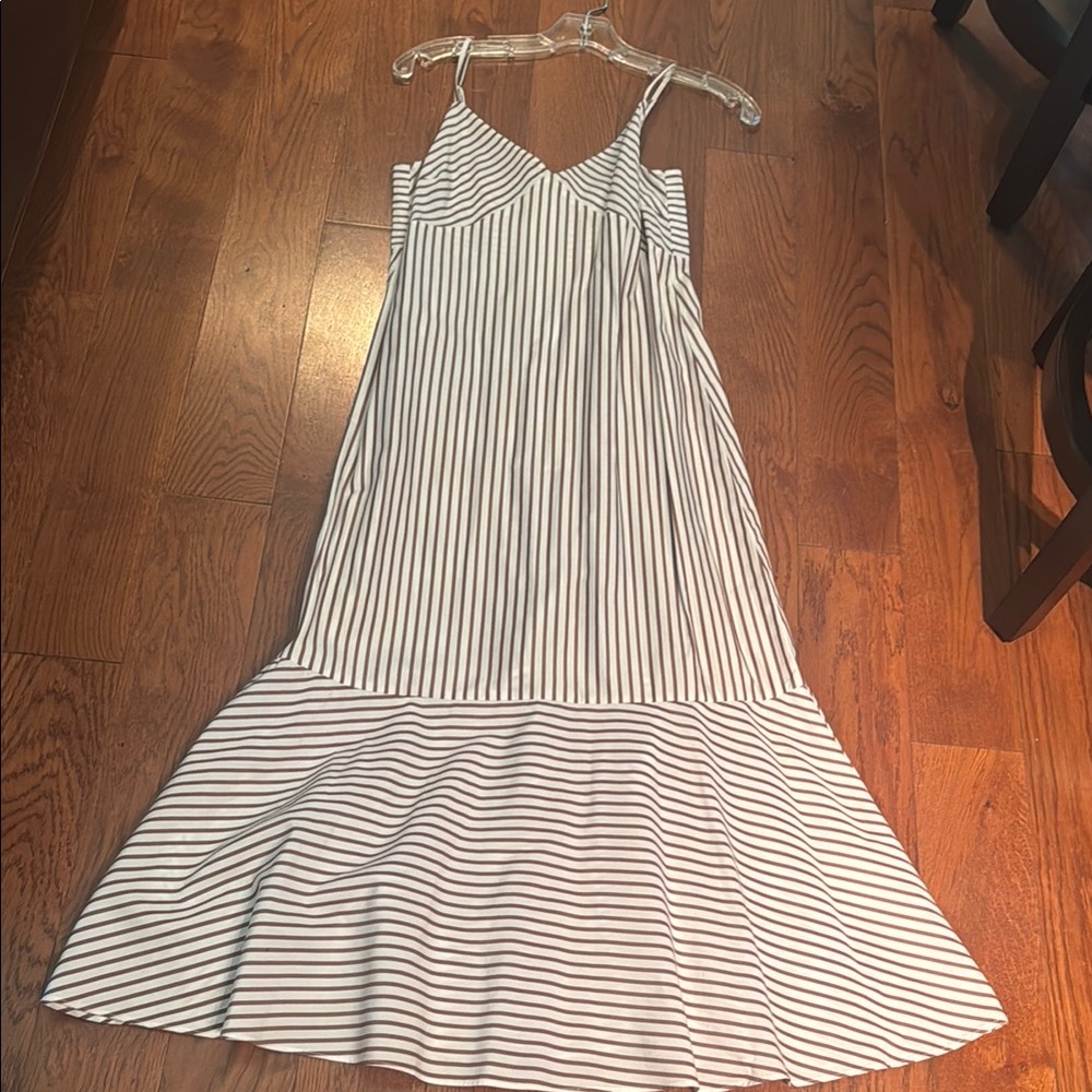 Chic Black and White Striped High Low Dress